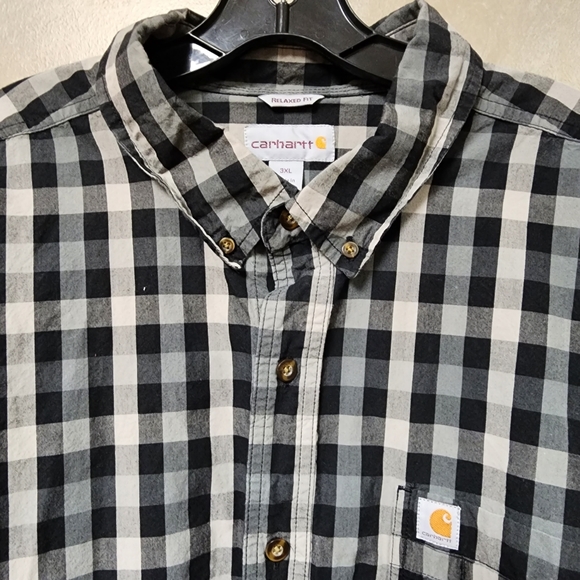 Carhartt Relaxed Fit Black and Gray Checked Long Sleeve Shirt Size 3XL - Picture 7 of 7